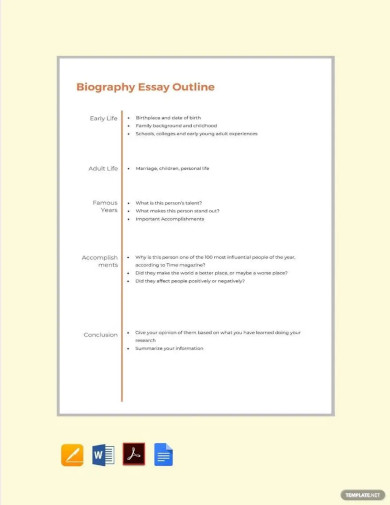 Biography Essay Outline Format Template