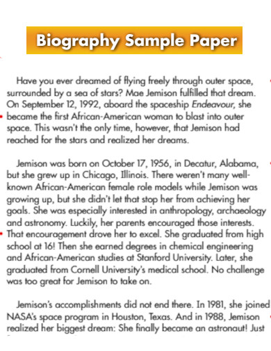 Biography Sample Paper
