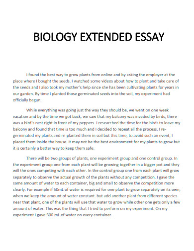 Biology Extended Essay