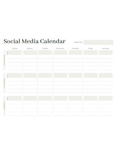 Blank Social Media Calendar
