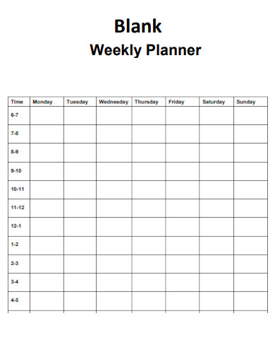 Blank Weekly Planner