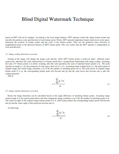 Blind Digital Watermark Technique