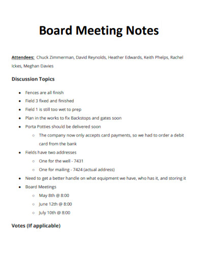 Board Meeting Notes