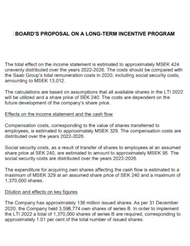 Boards Proposal on LTI Program
