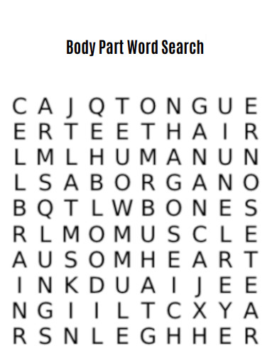 Body Part Word Search