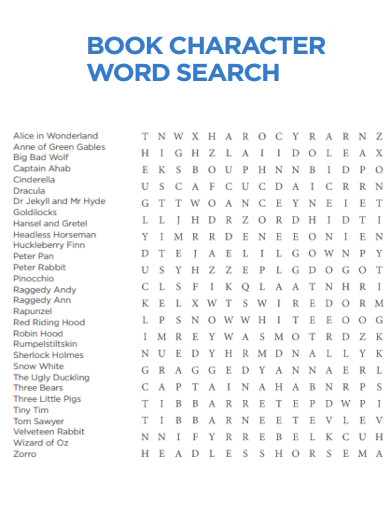 Book Character Word Search