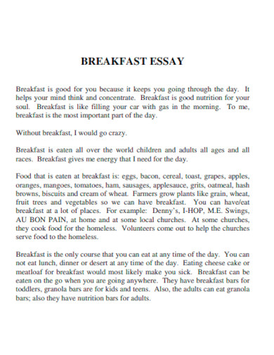 Breakfast Essay