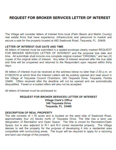 Broker Letter of Interest Request