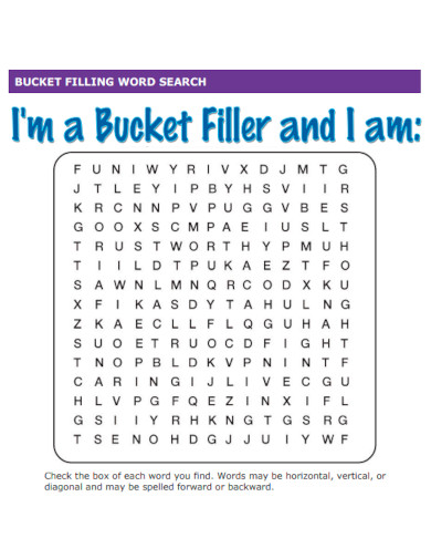 Bucket Filling Word Search