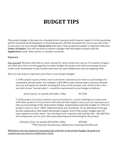 Budget Tips