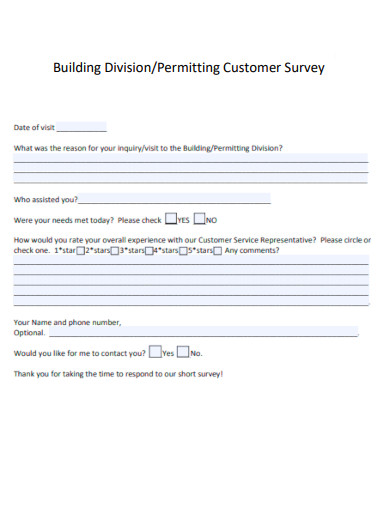 Building Division Permitting Customer Survey