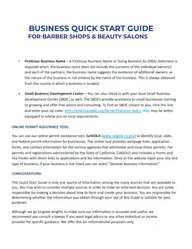 Business Quick Start Beauty Salon