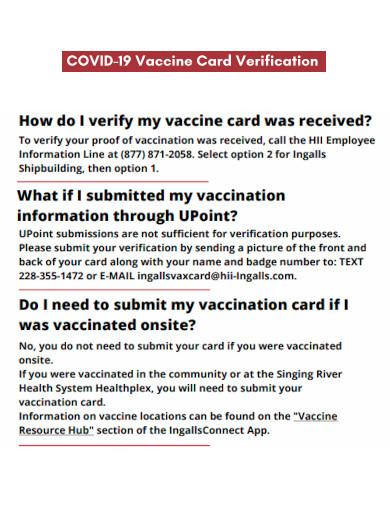 COVID 19 Vaccine Card Verification
