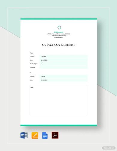 CV Fax Cover Sheet Template
