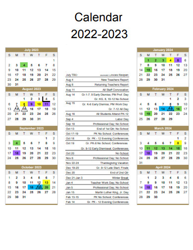 Calendar in PDF