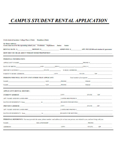 Campus Student Rental Application