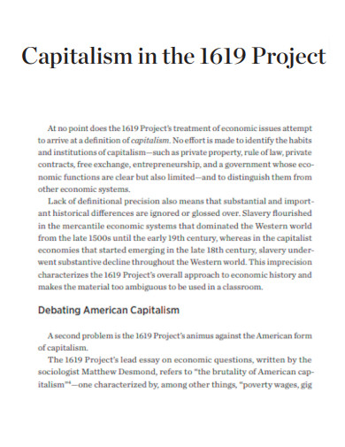 Capitalism in the 1619 Project