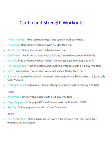 Cardio and Strength Workouts