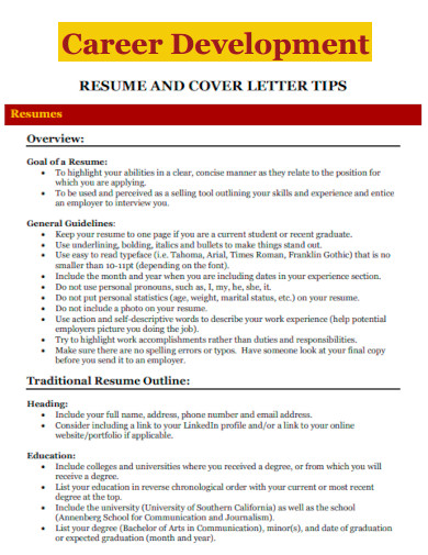 Career Development Cover Letter for Resume