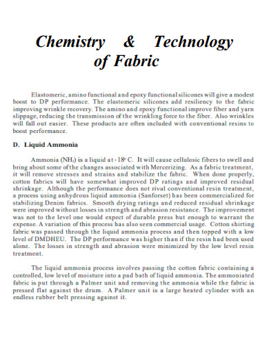 Chemistry and Technology of Fabric