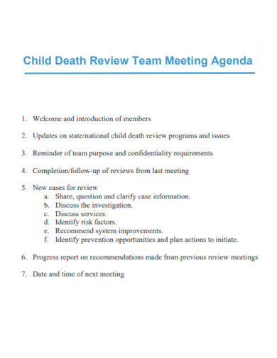 Child Death Review Team Meeting Agenda