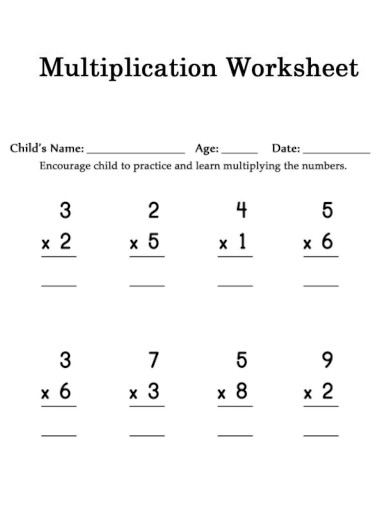 Child Multiplication Worksheet