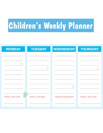 Children Weekly Planner