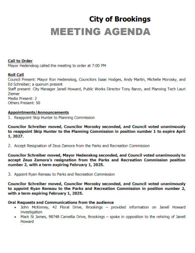 City of Brookings Meeting Agenda