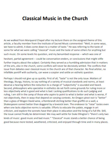 Classical Music in the Church