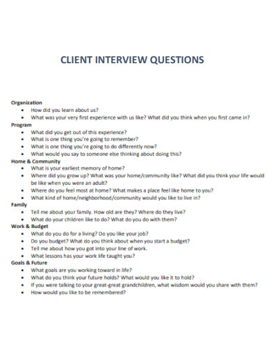 Client Interview Questions