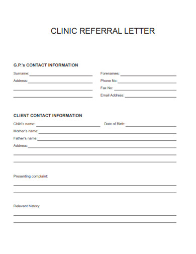 Clinic Referral Letter