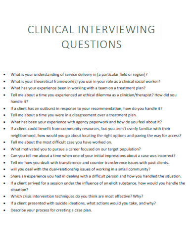 Clinical Interview Questions