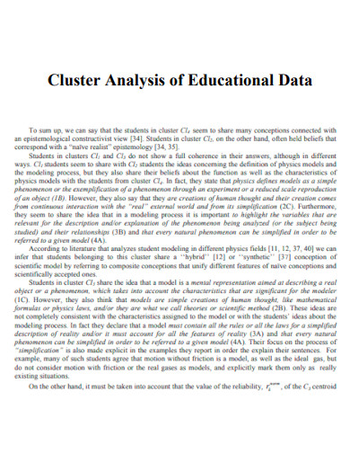 Cluster Analysis of Educational Data