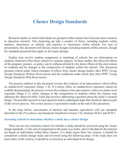 Cluster Design Standards