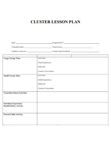 Cluster Lesson Plan