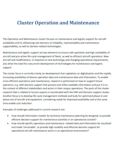 Cluster Operation and Maintenance