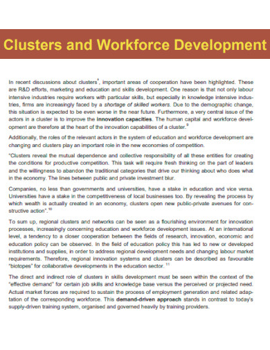 Clusters and Workforce Development