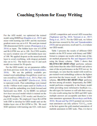 Coaching System for Essay Writing