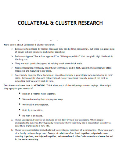 Collateral Cluster Research