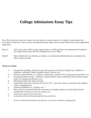College Admissions Essay Tips