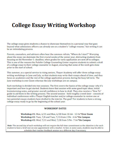 College Essay Writing Workshop