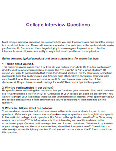 College Interview Questions