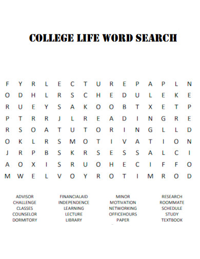 College Life Word Search
