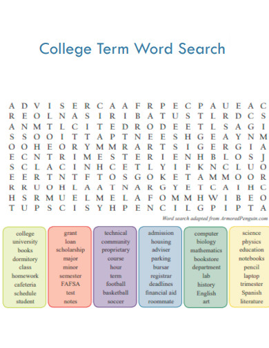 College Term Word Search