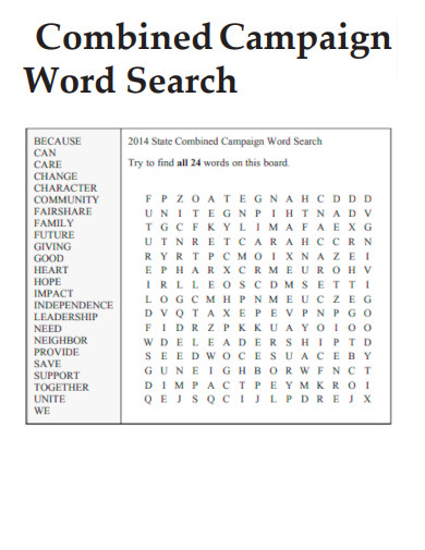 Combined Campaign Word Search