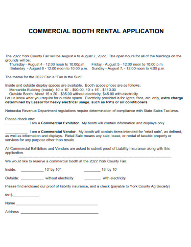 Commerical Booth Rental Application