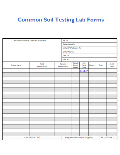 Common Soil Testing Lab Form