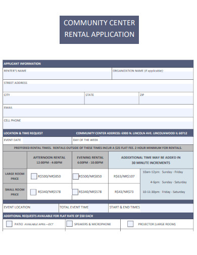 Community Center Rental Application