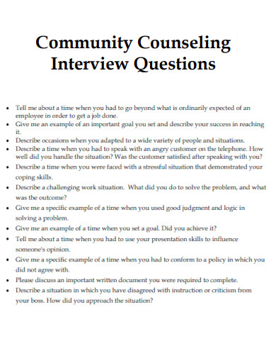 Community Counseling Interview Questions