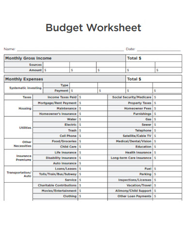 Company Budget Worksheet